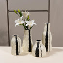 Axyaa Geometric Stripes Wave Ceramic Vase - Handmade Irregular Design