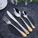 Axyaa 18Pcs Stainless Steel Cutlery Set in Gold Finish with Elegant Matte Handle