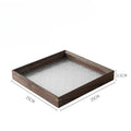 Axyaa Begonia Glass Tray: Walnut Wooden Tea Tray for Storage and Display