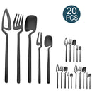 Axyaa Black Matte Stainless Steel Dinnerware Set for Elegant Dining