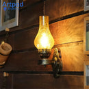 Axyaa Vintage Chinese Style Wall Glass Light with Crack Lampshade for Bar Loft Bedroom