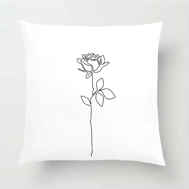 Nordic Line Drawing Cushion Cover for Home Decor by Axyaa