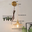 Axyaa Vintage Glass Wall Light with Adjustable LED and Pull Chain Switch
