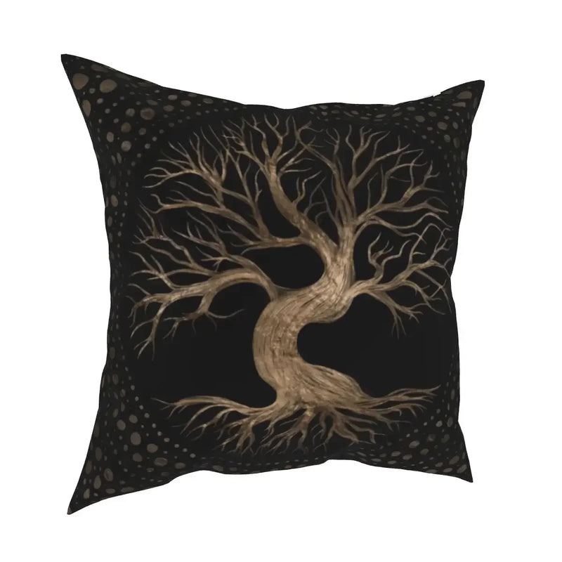 Axyaa Tree of Life Mystic Viking Gold Cushion Cover Pillowcase