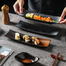 Axyaa Ceramic Sushi Plate: Japanese Restaurant Style Rectangular Porcelain Plate