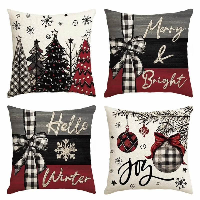 Red Christmas Tree Believe Snowflake Pillow Covers for Home Couch 45x45