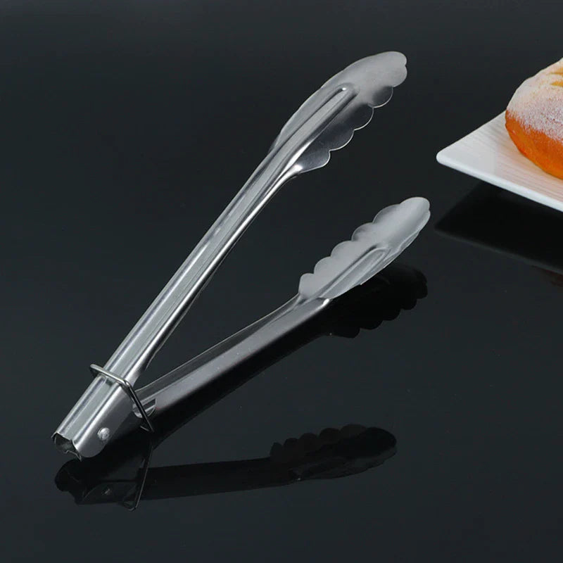 Axyaa Stainless Steel Food Tongs - Kitchen Buffet Clamp and Salad Steak BBQ Tool