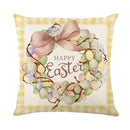 Axyaa Easter Bunny Eggs Pillowcase - 45x45cm Linen Sofa Cushion Cover