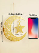 Gold Ramadan Mesh Star & Moon Hanging Ornaments by Axyaa - Eid Mubarak Muslim Decor