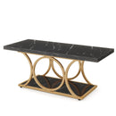 Axyaa Modern 2-Tier Faux Marble Wood Coffee Table, 47.24-inch Rectangle