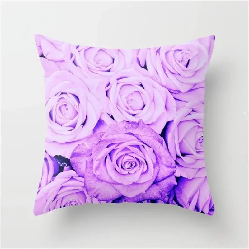 Rose Flowers Cushion Cover 45x45cm Nordic Style Home Decor Throw Pillow Axyaa