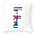 Axyaa Striped Alphabet Decorative Cushion Cover in Blue and White, 45x45cm
