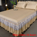 Axyaa Ice Silk Cool Bed Skirt Set - Solid Color, Summer Mat, Machine Wash, 3-Piece