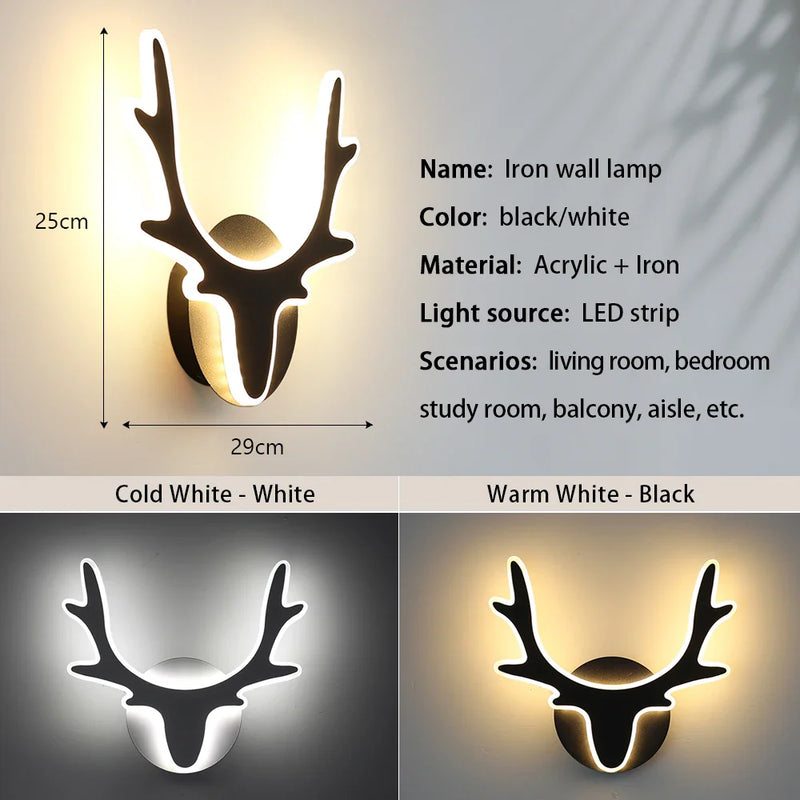 Axyaa Antler LED Wall Sconce Nordic Style Indoor Bedroom & Bathroom Light