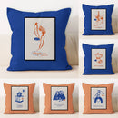 Axyaa Line Art Coffee Cushion Cover for Home & Car Decor