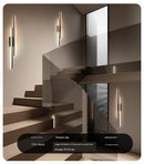 Axyaa Modern Slim LED Wall Sconce 16W Integrated Black Gold Brass Nordic Wall Lamp