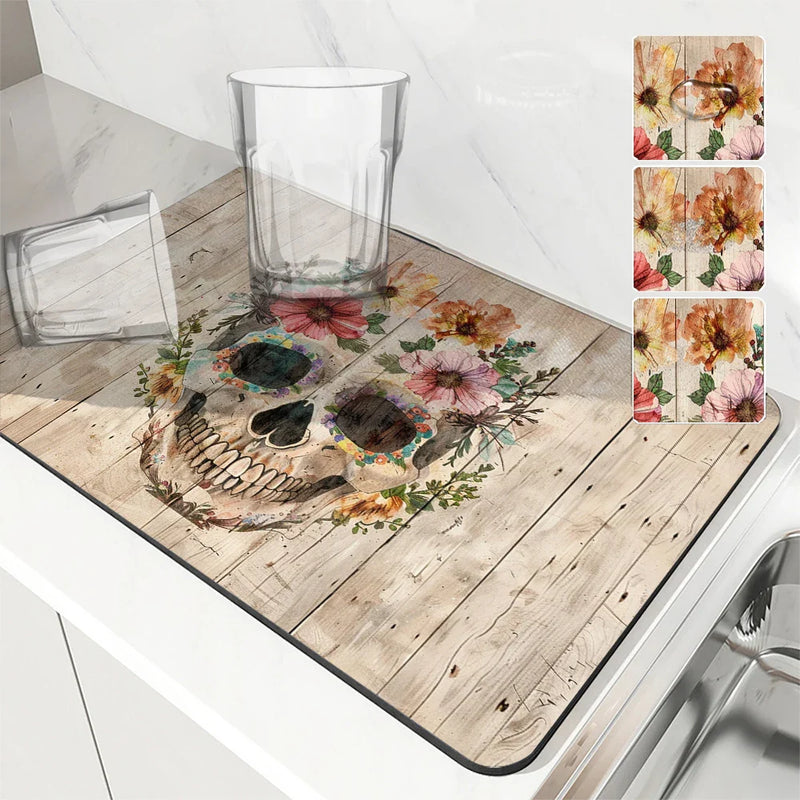 Axyaa Halloween Watercolor Branches Drying Mat