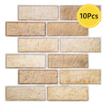 Axyaa 3D Faux Brick Backsplash Wall Stickers - Set of 10 Panels, Home Decor