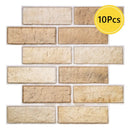 Axyaa 3D Faux Brick Backsplash Wall Stickers - Set of 10 Panels, Home Decor