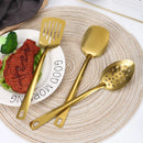 Axyaa 6pcs Korean Stainless Steel Kitchenware Set - Golden Soup Spoon, Colander, Hot Pot Spoon