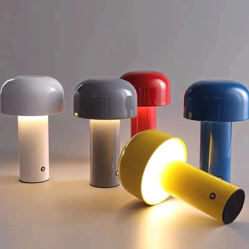Axyaa Mushroom Table Lamp: Rechargeable Wireless Touch USB Night Light