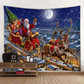 Axyaa Christmas Party Decoration Background Cloth Santa Claus Christmas Tree Stove Tapestry