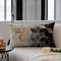 Axyaa Geometric Print Velvet Cushion Covers 28x48cm - Nordic Home Decor Pillows