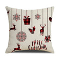 Axyaa Christmas Linen Print Throw Pillow Cover for Home Sofa, Living Room and Bedroom