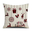 Axyaa Christmas Linen Print Throw Pillow Cover for Home Sofa, Living Room and Bedroom