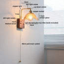 Axyaa Amber Glass Wood LED Wall Lamp with Switch for Living Room and Stair Lighting