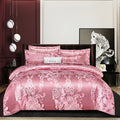 Axyaa Luxury Jacquard Bedding Set - European Style Satin Duvet Cover for Double Bed