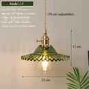 Axyaa Green Glass Pendant Light Modern Chandelier for Kitchen Island