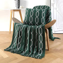 Axyaa Green Christmas Textured Knit Blanket with Tassel - Cozy & Lightweight