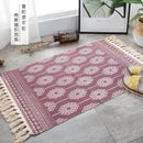 Axyaa Cotton Linen Tassel Rug Carpets for Home Decor - Boho Ethnic Anti-slip Floor Mat