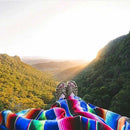 Axyaa Boho Beach Blanket: Hand-Striped Mat with Tassels