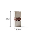 Axyaa Square Cylinder Ceramic Vase with Artificial Flowers for Desk Decoration