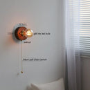 Axyaa Vintage LED Wall Lamp Pull Chain Switch Plug, Walnut Ash Wood Copper