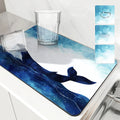 Axyaa Ocean Whales Sailing Stars Absorbent Drying Mat for Kitchen Tables