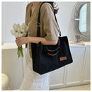 Axyaa Corduroy Shoulder Bag with Adjustable Strap - Multi-pocket Crossbody Tote Bag