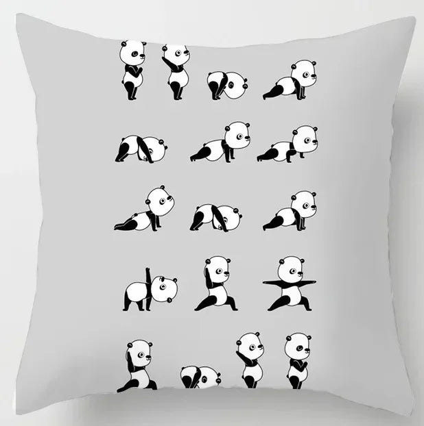 Axyaa Yoga Panda & Avocado Cartoon Animal Throw Pillow Bundle