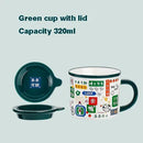 Axyaa Retro Ceramic Mug with Cover, Water Mugs, Breakfast Cup, National Fashion