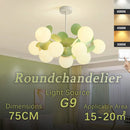 Axyaa Green Bean Molecule Chandelier: Modern French Cream Style for Warm & Romantic Living Rooms