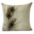 Axyaa Peacock Feather Linen Cushion Cover 45x45cm for Sofa Bed Decor