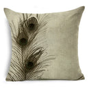 Axyaa Peacock Feather Linen Cushion Cover 45x45cm for Sofa Bed Decor