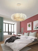 Axyaa Cloud Feather Chandelier: Modern Minimalist Design for Bedroom & Living Room