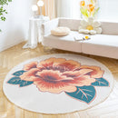 Axyaa Round Boho Cotton Linen Rug with Tassel Detail