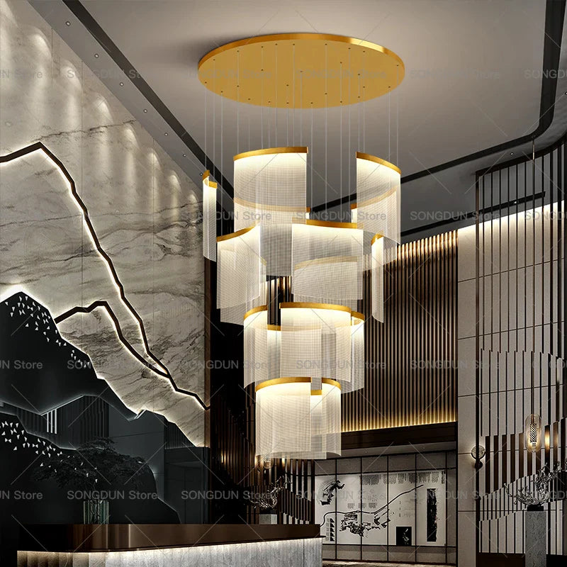 Axyaa Acrylic Chandelier: Modern, Luxe & Creative Stair Light for Elegant Living