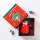 Axyaa Santa Claus Ceramic Coffee Mug with Snow Globe Lid - Christmas Gift