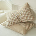 Axyaa Soft Cotton Pillowcase Chequer Grid Pattern 48x74cm Bedding Pillow Cover Set
