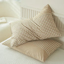 Axyaa Soft Cotton Pillowcase Chequer Grid Pattern 48x74cm Bedding Pillow Cover Set